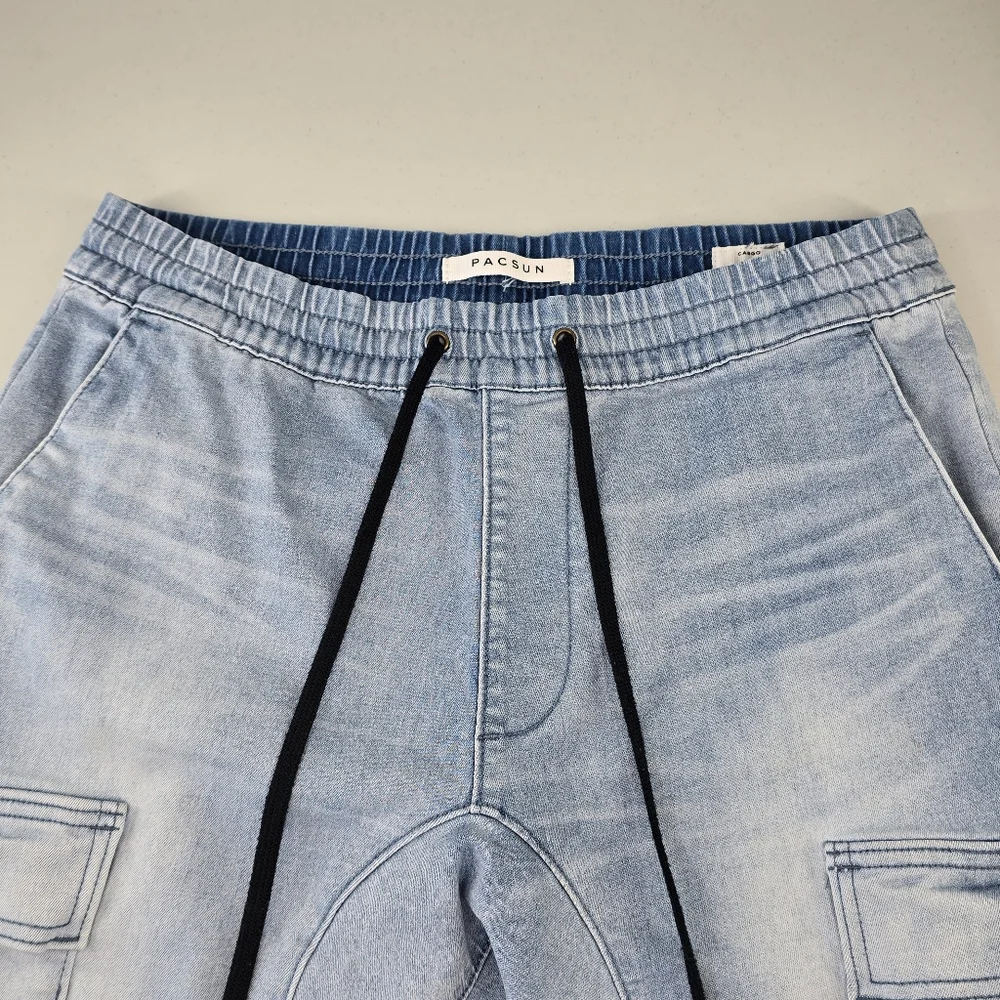 Pacsun Cargo Denim Jogger Jeans Light Wash Men's Size M Long